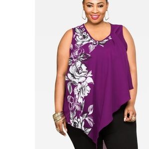 FLORAL RUFFLE FRONT BLOUSE